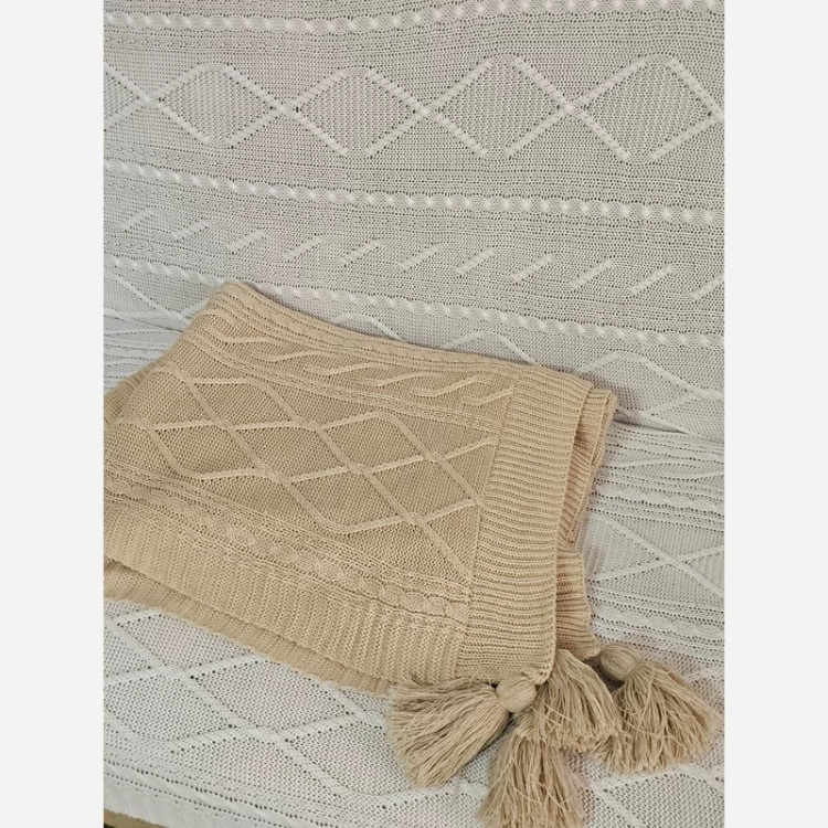 ست ۸ نفره شال مبل دیانا نخ اکرولیک کرم استخونی