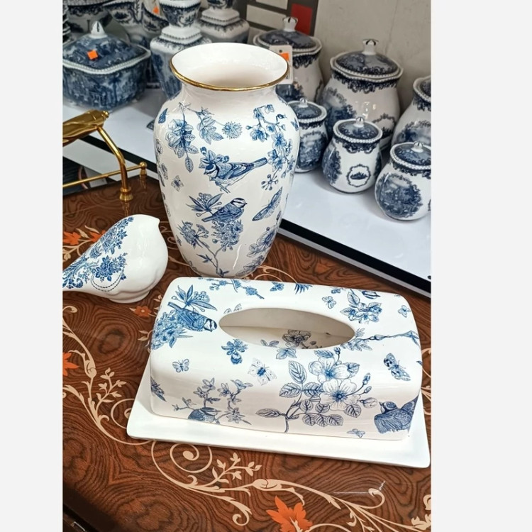 ست دکوری گلدان جادستمالی مرغ آمین در طرح های مختلف
