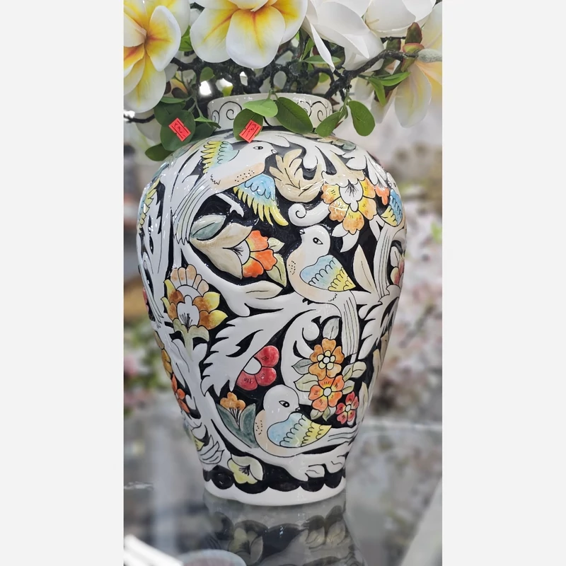 گلدان سرامیکی گل برجسته  نیم متری